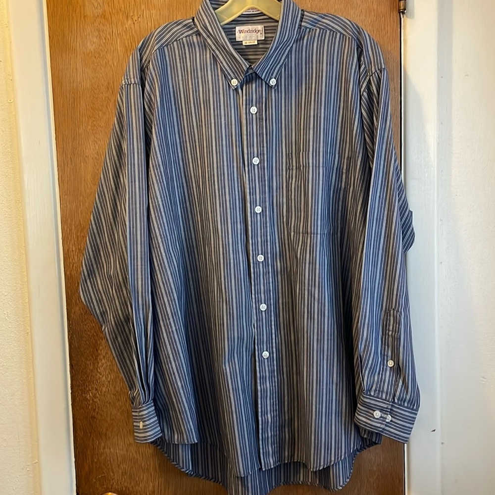 Windridge Mervyns Men Dress Shirt Long Sleeve Sz 18-34/35 Single Needle Tailor